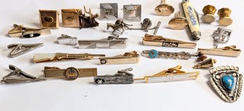 Huge Lot Of Mens Cufflinks & Tie Bars.