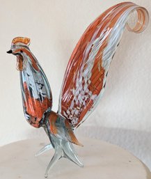 Murano Style Hand Blown Art Glass Rooster Figure