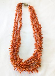 Triple Strand Natural Branch Coral Necklace.