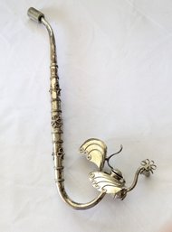 Hand Crafted Metal Silver Plate Asian Design Peacock Bird Pipe.