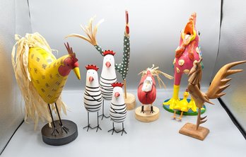 Folk Art Decorative Chickens