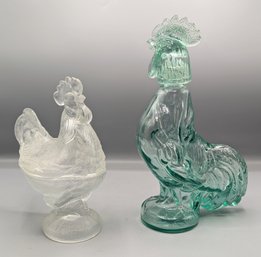 Old Rooster Shape Bottle & Candy Dish Rooster.