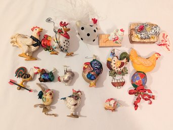 An Array Of Chicken Ornaments.