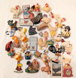 A Lot Of Kitchen Refrigerator Magnets CHICKENS!