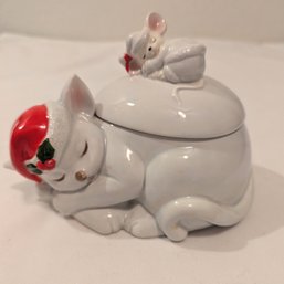 Fitz & Floyd Christmas Cat/mouse Candy Dish