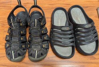 Two Pairs Of Women's Used Sandals Keens And Vertco.