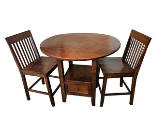 Drop Leaf Counter Height Dining Table With Two Chairs