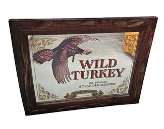 Vintage Mirrored Wild Turkey Bar Sign