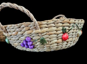 Three Vintage Round Rattan Nesting Baskets