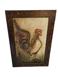 Painted Rooster With Rustic Frame