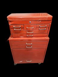 Red Wheeled Toolbox With Contents