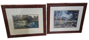 Pair Of Matching Watercolor Print Framed Wall Decor