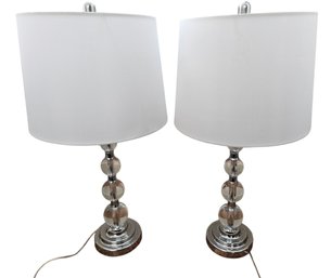 Pair Of Clear Chrome Matching Lamps