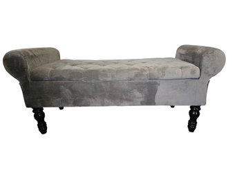 Gray Tufted Storage Bench