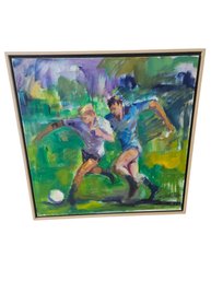 Framed Original Artwork Of Soccer Players