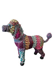 Bohemian Fabric Wrapped Poodle Dog Decor