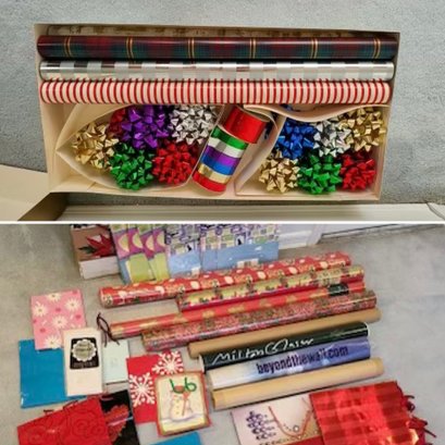 Lot Of Gift Wrap /Gift Bags/ Ribbon Bows & 3 Posters