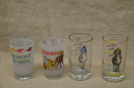 (#78) Vintage 70's Derby Drinking Glasses Belmont, Preakness, Triple Crown