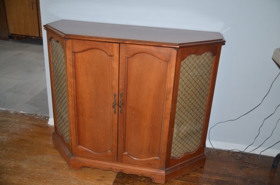 115) Vintage Maple Wood Stereo Cabinet -- Repurpose Project