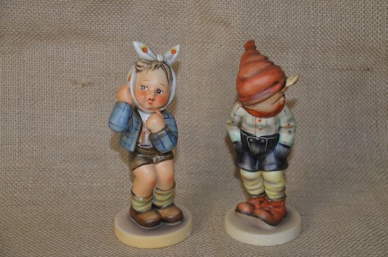 (#8) VTG Hummel Goebel 5.5' Figurines: March Winds #43 TMK 3 ~ Boy With Toothache #217 W. Germany