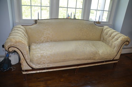 119) Vintage Victorian Sofa Down Cushions - Cat Damage On Side Rolled Arms