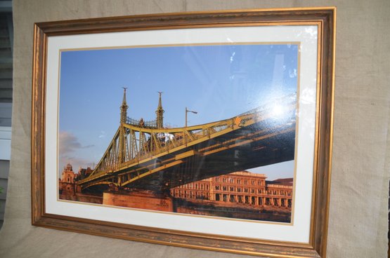 (#40LS) Framed Picture Of Bridge 37x27