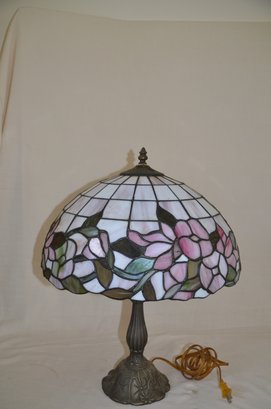 11) Tiffany Style Pink Green White Table Lamp 21'H