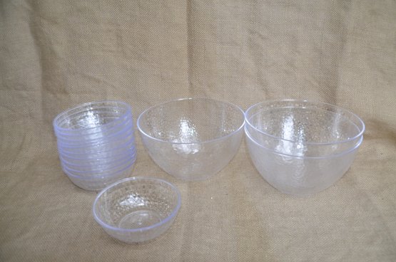 (#56LS) Plastic Bowls Party Serving Chip And Dip( 3 Large 7.5x4 ) And ( 11 Small 5x2 )