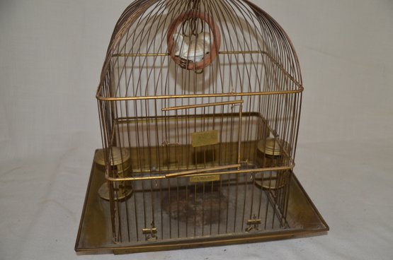 19) Vintage MCM Art Deco Hendryx Brass Bird Cage 20'H