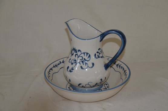 23) Homestand Shop Inc. Blue & White Wash Bowl And Matching Pitcher