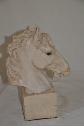 24) Horse Head Bust Sculpture On Marble Base Made In Greece 11'H