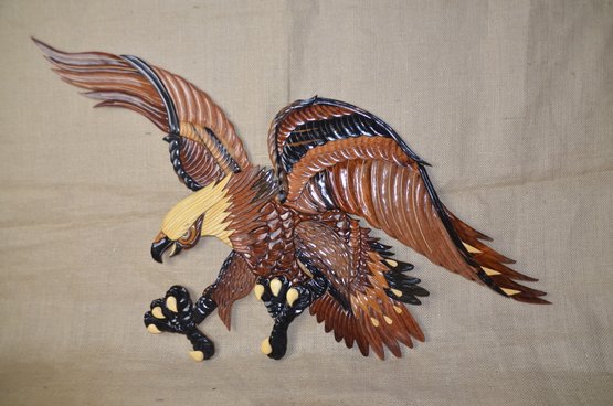 (#43) Wooden Sculpted Eagle Wall Hanging 34x18