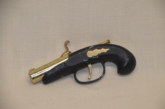 406) Vintage Japan Gun Lighter Brass / Wood ( It Sparks)