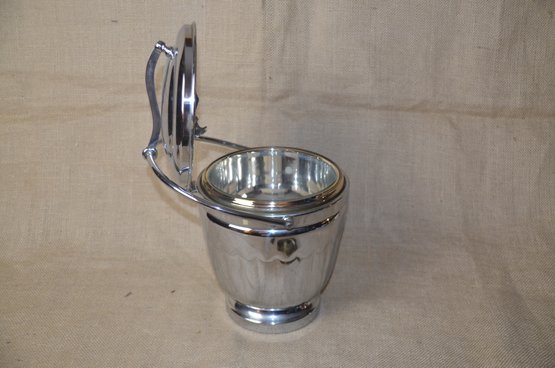 (#59) Vintage MCM Silver Plated EPC 44 Swing Top Ice Bucket Glass Insulated Insert ~ Tongs Attach To Lid