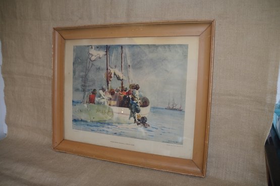 (#93) Framed Sponge Fishing Bahamas By Winslow Homer