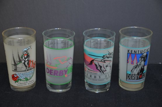 412) 1990's Kentucky Derby Churchill Downs Tumbler Glasses 5'H Set Of 4 #116, 118, 119, 121