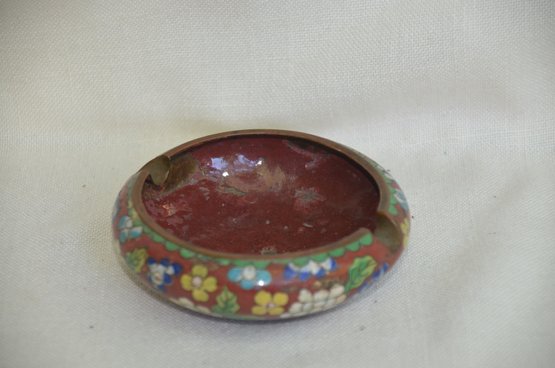 421) Cloisonne China Ash Tray ( Dented On Side)