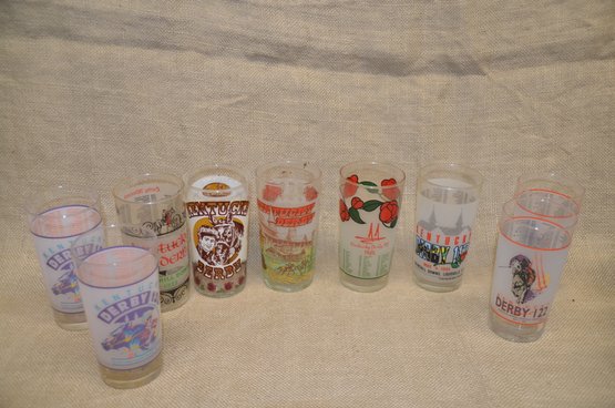251) Kentucky Derby Drinking Glasses 9 Various Years ( 1970-1991)
