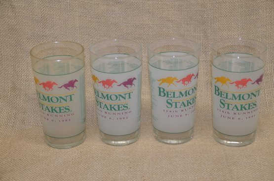 253) Belmont Stakes 4 Tumbler Drinking Glasses 124 Running 1992