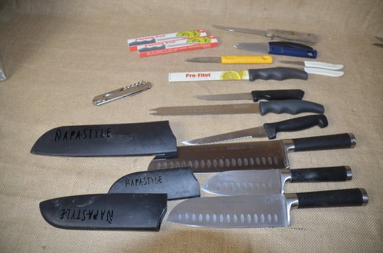 (#118) Assorted Knives Carving, Chopping, Paring