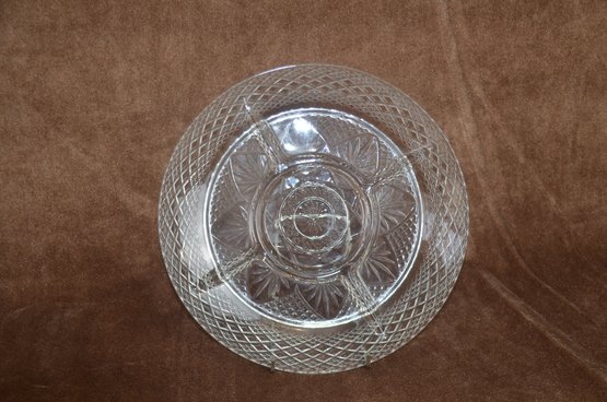 (#1) Crystal Divided Relish Plate 10'