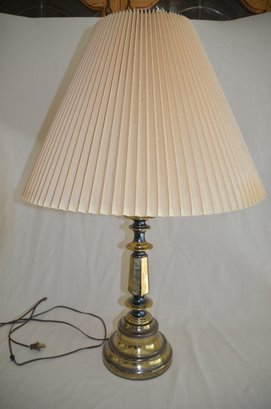 3) Metal Brass Table Lamps With Shade 30'H With Pleated Shade