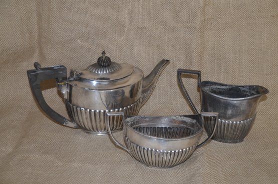 (#20) Vintage Silver Plate Harrods London Tea Pot,  Sugar Bowl, Creamer Not Harrods