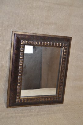 (#72) Wall Hanging Mirror 12x14 Brown / Gold Accents