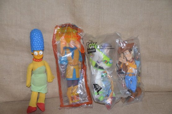(#94) Vintage Disney Burger King 9' Toys: Mrs. Simpson, Toy Story, Buzz Light, Hunchback Of Notre Dame