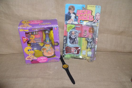 (#96) Toys: Austin Powers Mini Me, I Dream Of Jeannie Play Set, Play Watch
