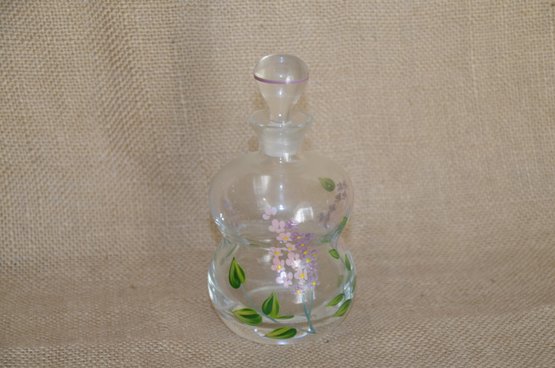 (#226) Glass Hand Painted Flower Design Perfume Bottle