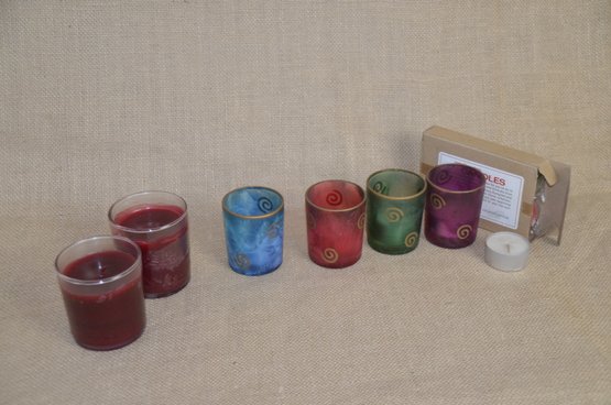 (#94) Assorted Lot Of Votive Glass Holders ~ Box Of Tea Lights