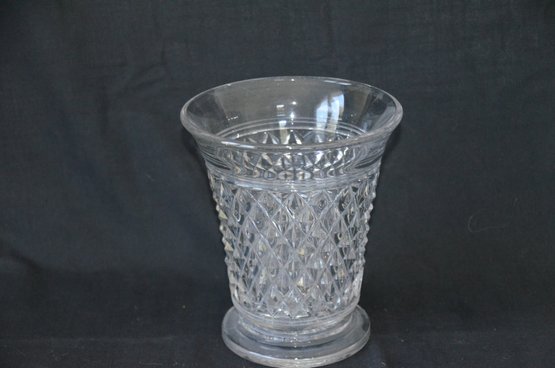 21) Diamond Point Pressed Glass Large Vase 7'H