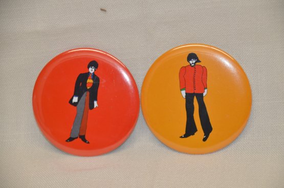 320) Vintage 1968 Beatles Yellow Submarine Button Pin 3.5' Round Lot Of 2 Subafilms Siough England